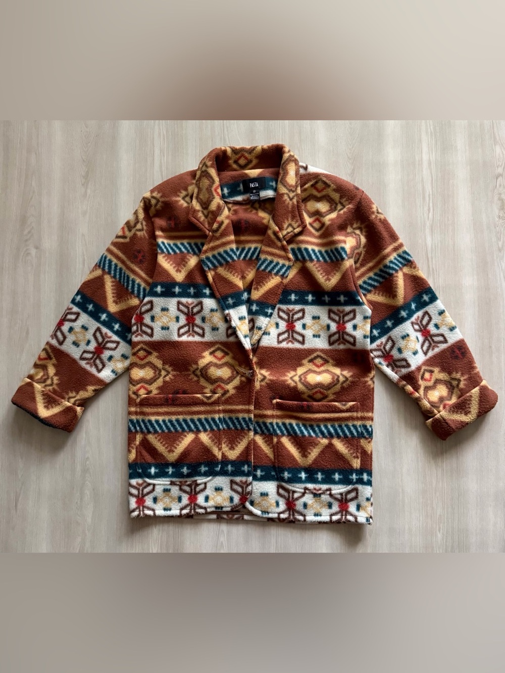 Retro Pasta Southwestern Aztec Fleece Jacket Sz M